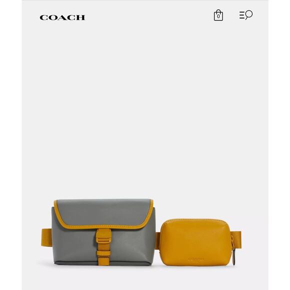 Coach waist crossbody bag leather Yellow/Grey C5603 - Picture 1 of 16